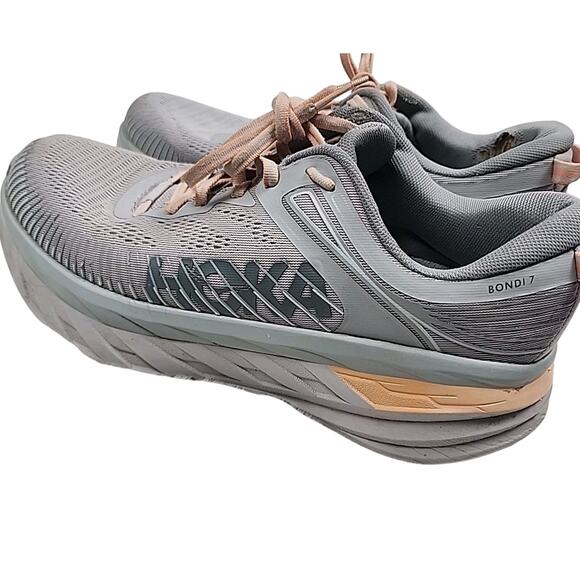 Hoka One One Shoes - Hoka One Bondi 7 WIDE Running Womens Size 10.5 1110531-HMSH Grey Pink